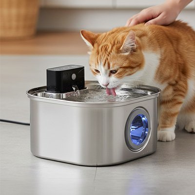 Fontaine a eau Chat en stainless