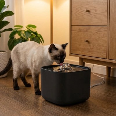 Fontaine a eau Chat et chat siamois