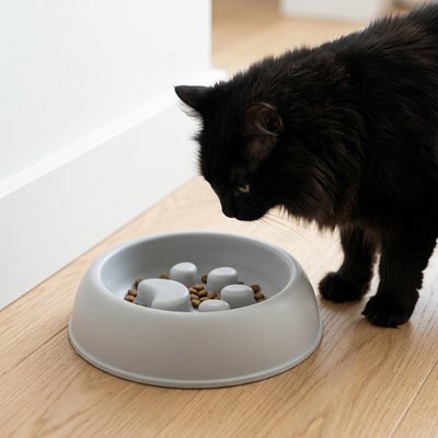 Gamelle anti glouton Chat blanche claire