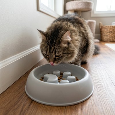 Gamelle anti glouton Chat blanche