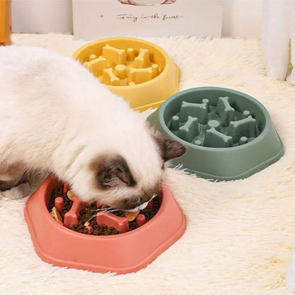 Gamelle anti glouton chat jaune vert et rose