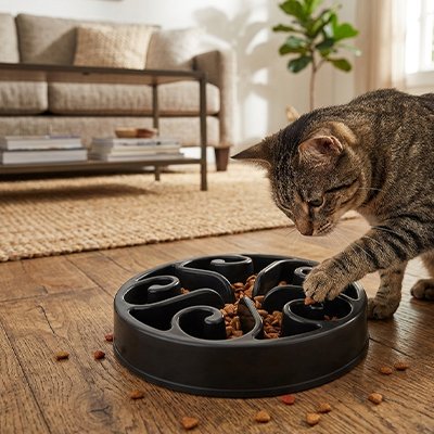 Gamelle anti glouton Chat noir