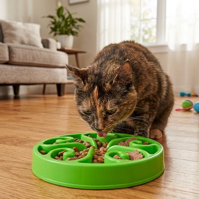 Gamelle anti glouton Chat verte