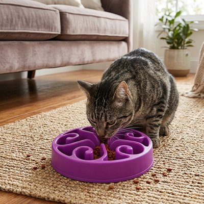Gamelle anti glouton Chat violet