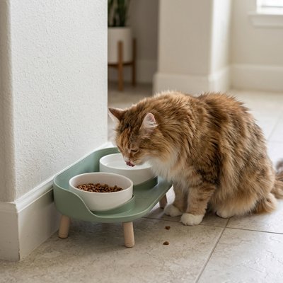 Gamelle Chat blanc et vert