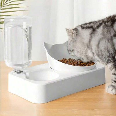 Gamelle Chat blanche incliner