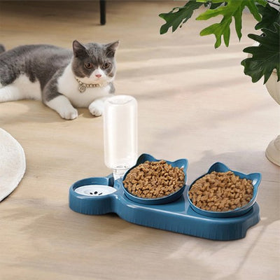 Gamelle chat  bleu avec bouteille d eau