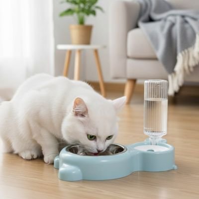 Gamelle chat bleu avec eau