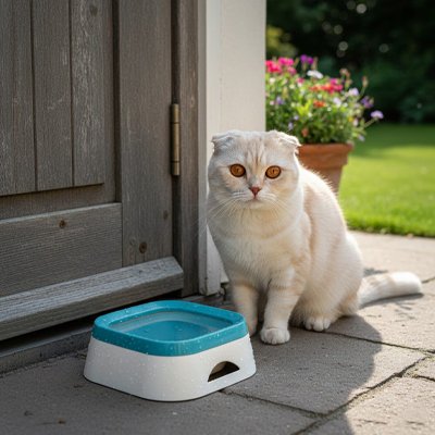 Gamelle Chat bleu et chat blanc