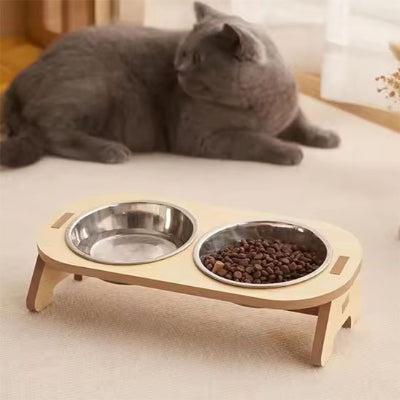 Gamelle chat deux plats et chat gris