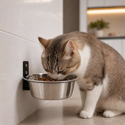 Gamelle Chat gris et blanc