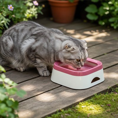Gamelle Chat rose et chat gris