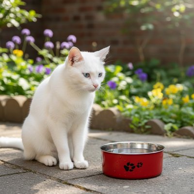 Gamelle Chat rouge et chat blanc