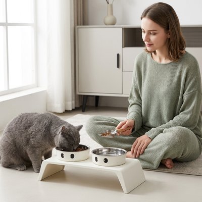 Gamelle Chat surélevée acier inoxydable
