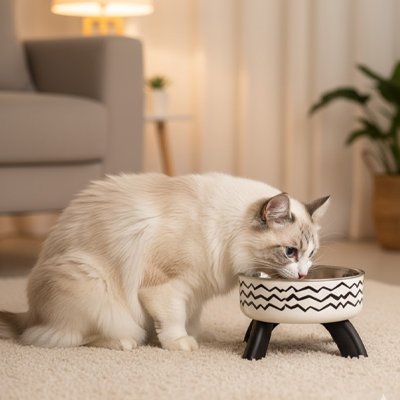 Gamelle chat surélevée avec ligne