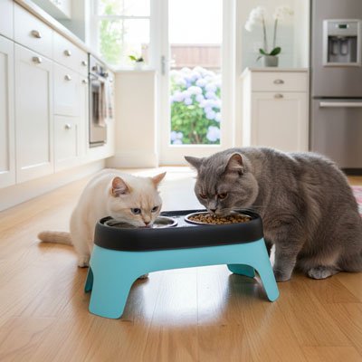 Gamelle Chat surélevée bleu et noir