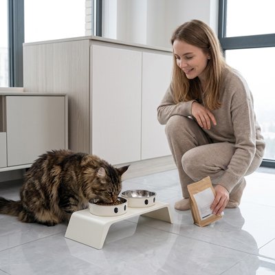 Gamelle Chat surélevée bol en acier inoxydable