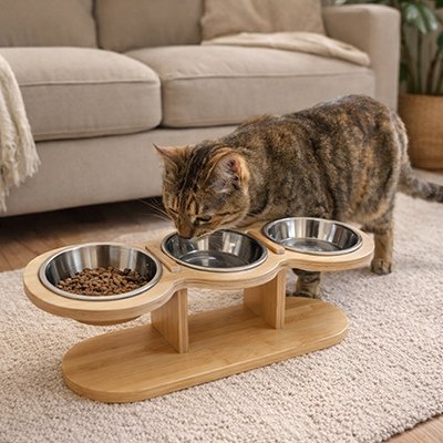 Gamelle Chat surélevée bol en acier inoxydable