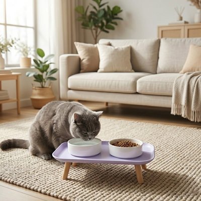 Gamelle Chat surélevée chat mauve