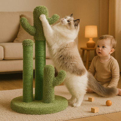 griffoir chat cactus chat avec enfant