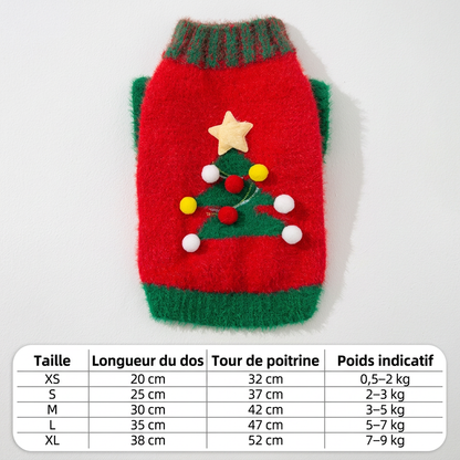 Pull de Noël pour chat – Motif boules multicolores