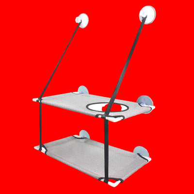 hamac chat fenetre double étage gris