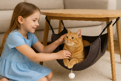 hamac chat suspendu gris enfant