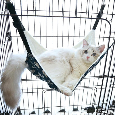 hamac pour chat blanc bleu