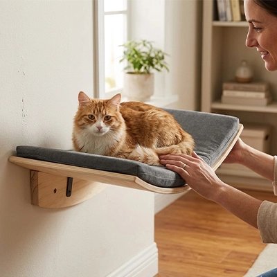 Hamac pour Chat coucher femme souriante