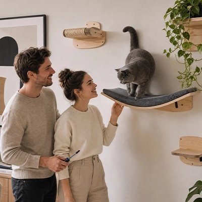 Hamac pour Chat couple et chat gris