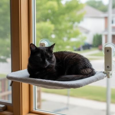 Hamac pour chat fenetre gris chat gris fonce