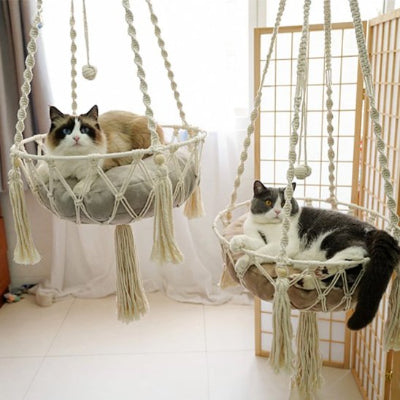 hamac pour chat suspendu macramé