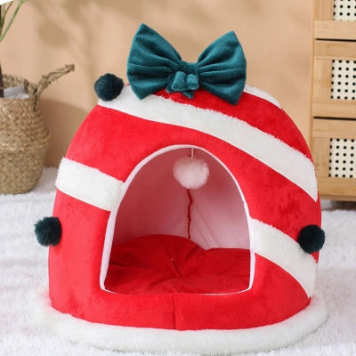 niche de noel pour chat ronde boucle