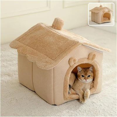 niche pour chat avec coussin beige