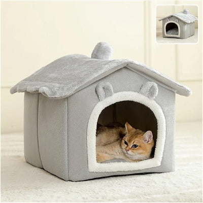 niche pour chat avec coussin grise