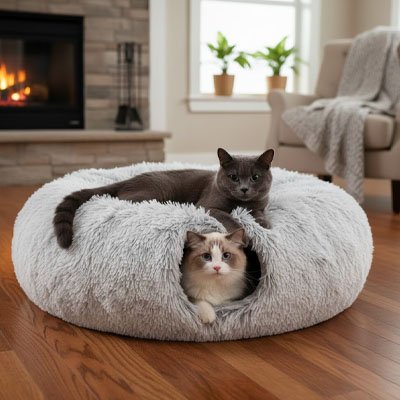 niche pour chat beau chat gris coucher