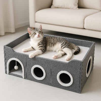niche pour chat carrer grise plus longue