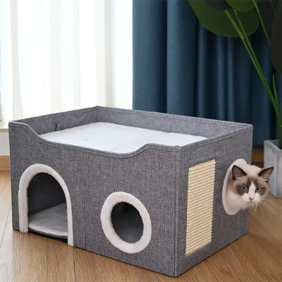 niche pour chat carrer grise
