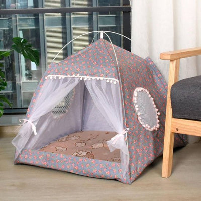 niche pour chat coussin moelleux bleu