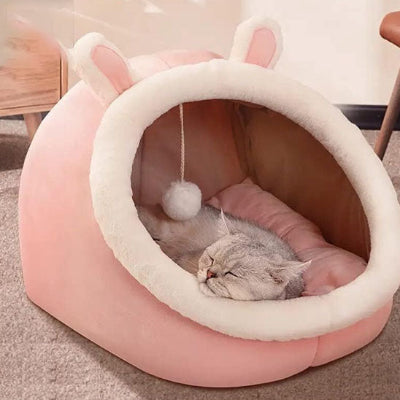 niche pour chat ronde rose