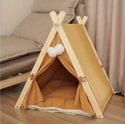 niche pour chat tipi jaune