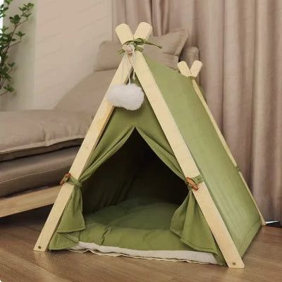 niche pour chat tipi vert
