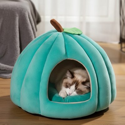 Niche pour chat turquoise