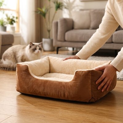 Panier chat brun rectangle