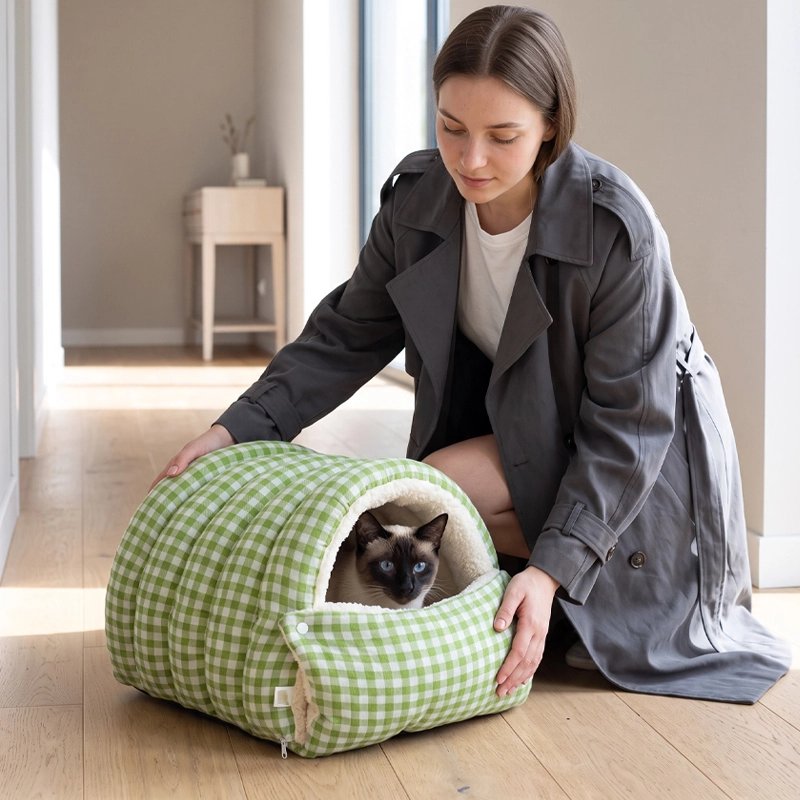 Panier pour Chat femme manteau gris