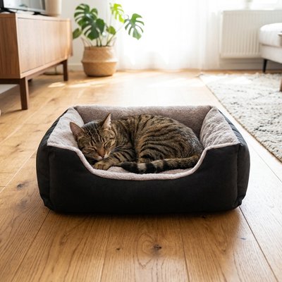 Panier pour chat gris railler