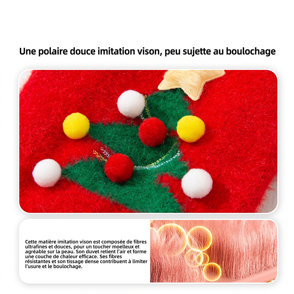 Pull de Noël pour chat – Motif boules multicolores