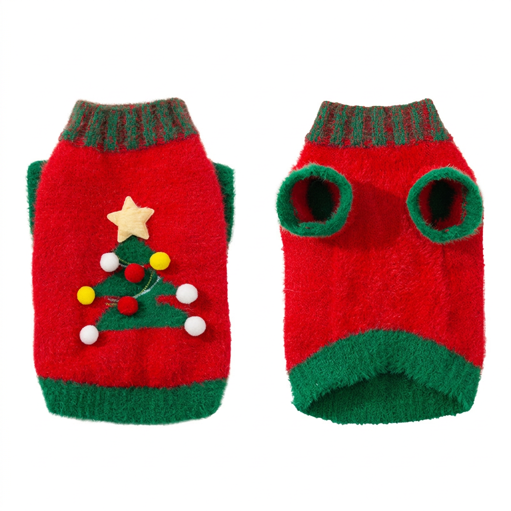 Pull de Noël pour chat – Motif boules multicolores